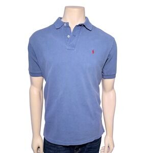 Polo Ralph Lauren Mens Blue Cotton Pique Short Sleeve Polo Shirt Size Medium